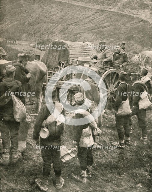 ''Le Vieux Roi Pierre de Serbie sur la Route de L'Exil.', 1916. Creator: Unknown.