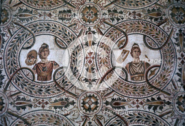 Detail of a Roman floor mosaic of the nine Muses, 3rd century. Artist: Unknown