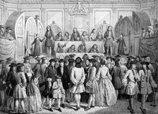 Drawing a lottery in the Guildhall, 1739, (c1920). Artist: Unknown