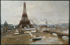 Eiffel Tower and the Champ-de-Mars, in January 1889. Creator: Paul Louis Delance.