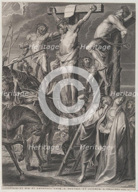 Christ on the cross between the two thieves, ca. 1631. Creator: Anon.