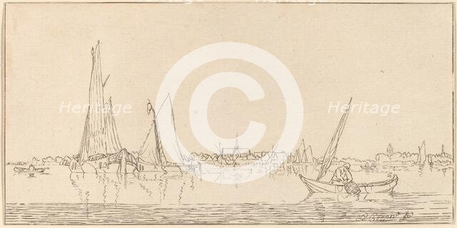 River with Town, 1775. Creator: Bernhard Schreuder.