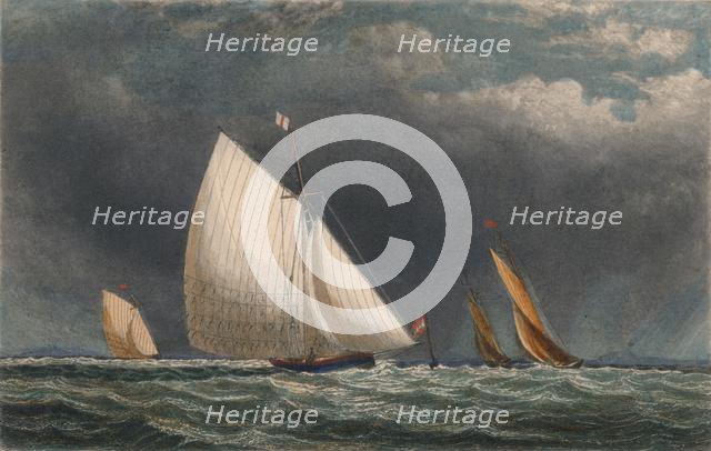 'The Sailing Match; Yachts Rounding The Flag Buoy', 19th century? Creator: J Godden.
