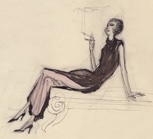 Woman smoking, c1950. Creator: Shirley Markham.
