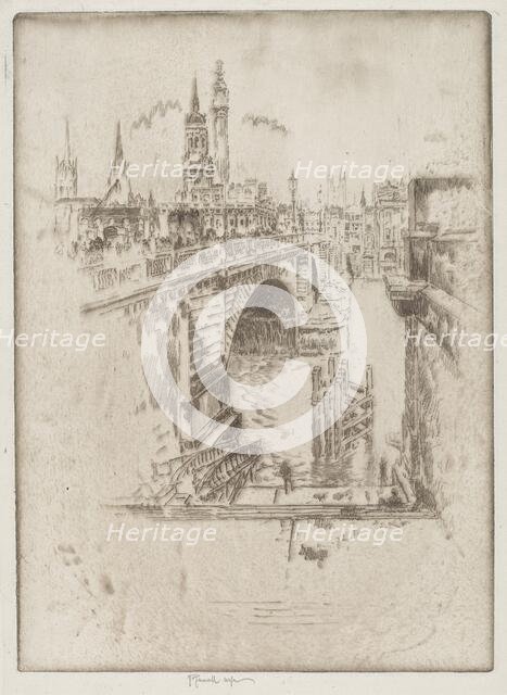 London Bridge Stairs, 1903. Creator: Joseph Pennell.