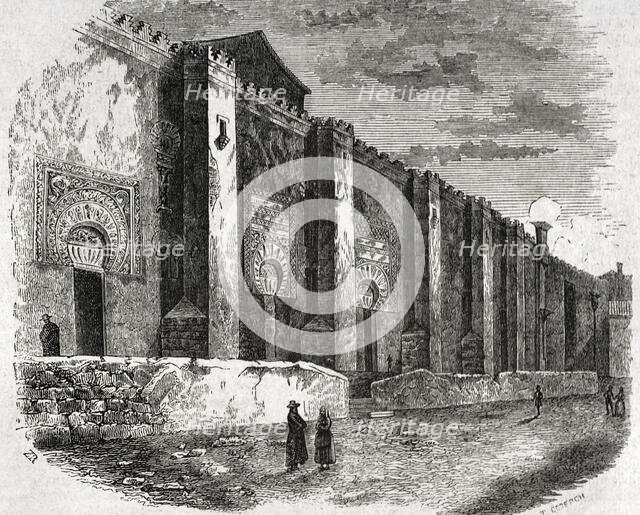 Exterior view of Mosque-Cathedral of Cordoba, Andalusia, Spain, 1852. Creator: Coderch.