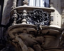 Detail of a balcony of the house 'Can Calvet', at Caspe Street in Barcelona, 1898-1900, designed …