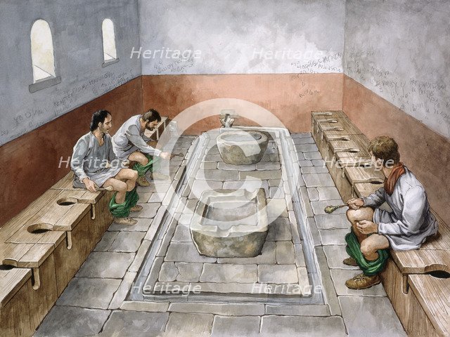 Roman latrine, 2rd century, (c1990-2010). Artist: Philip Corke.