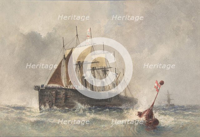 Launching the Buoy from the Bow of the Great Eastern on August 8th, 1865, 1865-66. Creator: Robert Charles Dudley.