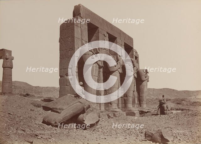 Thèbes, Temple de Ramasseum, Colosses brisés, 1870s. Creator: Émile Béchard.