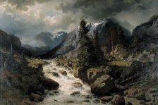 Landscape with Waterfall from the Canton of Uri, Switzerland, 1858. Creator: Johan Edvard Bergh.
