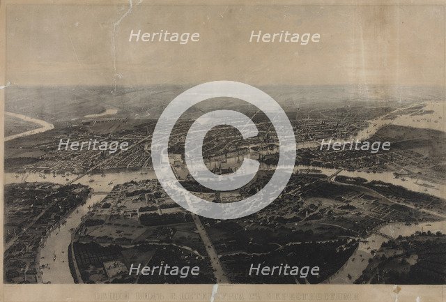 Panorama of St. Petersburg and the surrounding area from the bird's eye view.