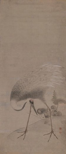 Part of diptych with two cranes, 1760-1765. Creator: Okyo; Maruyama (1733-1795).