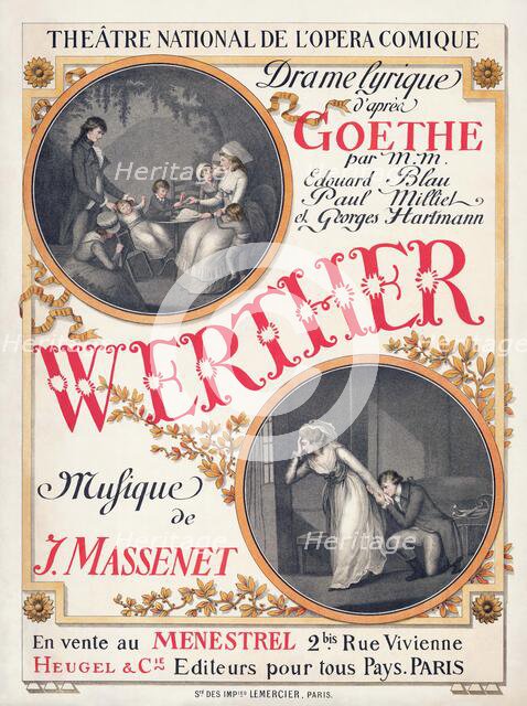 Poster for the premiere of the Opera Werther by Jules Massenet  , 1893. Creator: Grasset, Eugène (1841-1917).