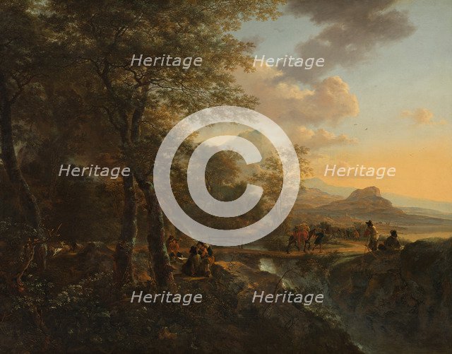 Italian Landscape with Draftsman, c. 1650. Artist: Both, Jan Dirksz (ca 1618-1652)