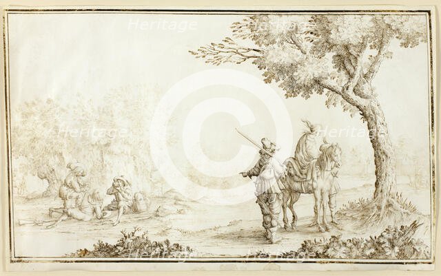 Landscape with Travelers, early 1630s. Creator: Valerio Spada.