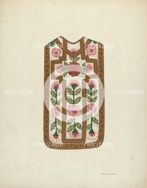 Ecclesiastical Vestment, c. 1939. Creator: Syrena Swanson.
