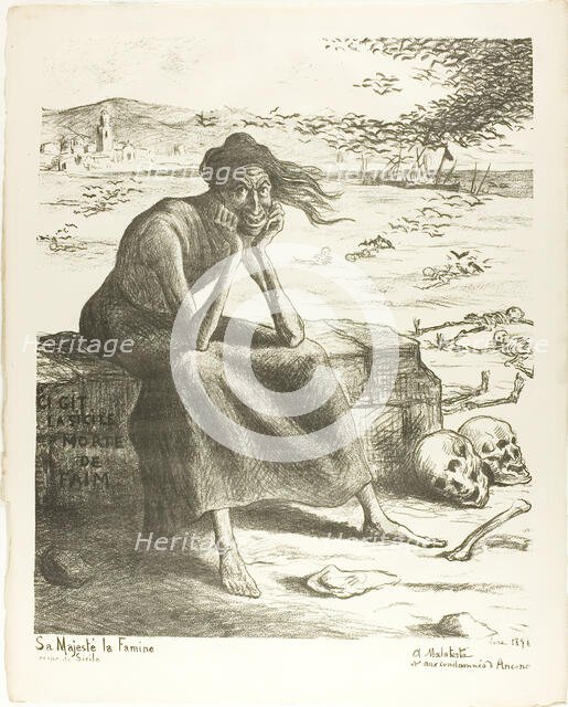 Her Majesty Famine, Queen of Sicily, 1898, published May 22, 1898. Creator: Maximilien Luce.