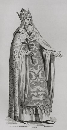 Prester John, legendary Christian ruler of the East, 1877.  Creator: Unknown.