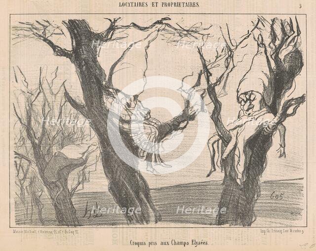 Croquis pris aux Champs Elysées, 19th century. Creator: Honore Daumier.