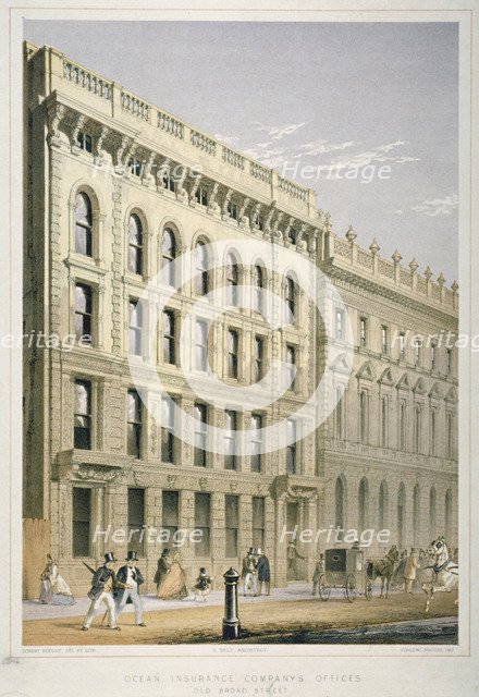 View of the Ocean Insurance Company's Offices, Old Broad Street, City of London, 1864. Artist: Robert Dudley