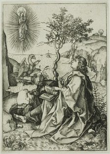 St. John the Evangelist on Patmos, c. 1480. Creator: Martin Schongauer.