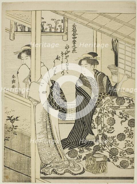 Narcissus in Winter, from the series "Choicest Odes upon Flowers of the Four Seasons..., c. 1792. Creator: Katsukawa Shuncho.