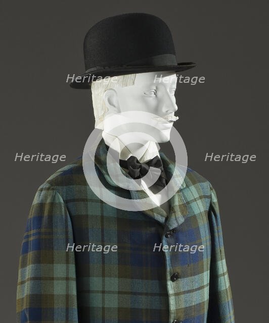 Man’s two-piece lounge suit, England, 1875-1880. Hat: 1875-1890.. Creator: Unknown.