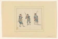 Three disabled soldiers, 1700-1800. Creator: Anon.