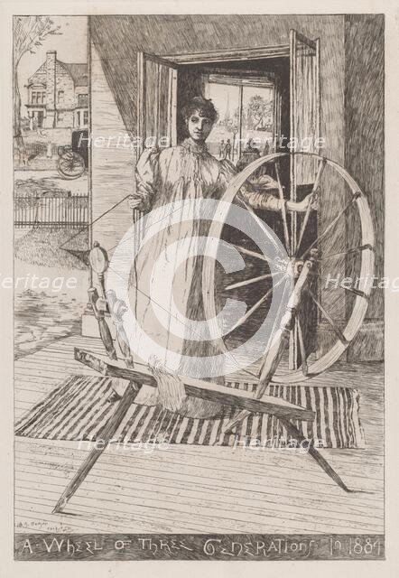 At the Spinning Wheel, c. 1884. Creator: Otto Henry Bacher.