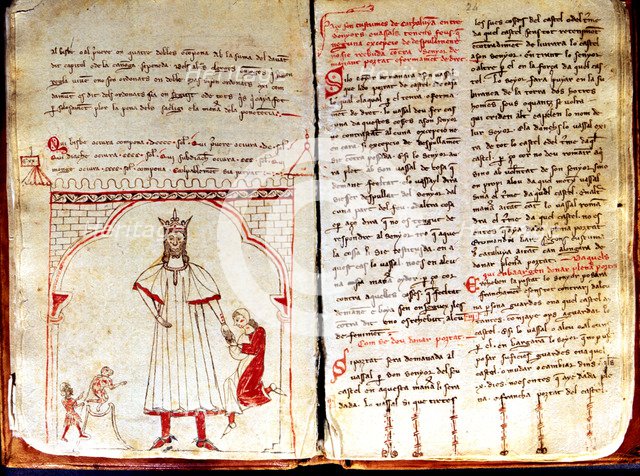 Manuscript on the Constitution of Barcelona, entitled 'Usatges of Barcelona, Catalonia costums'.