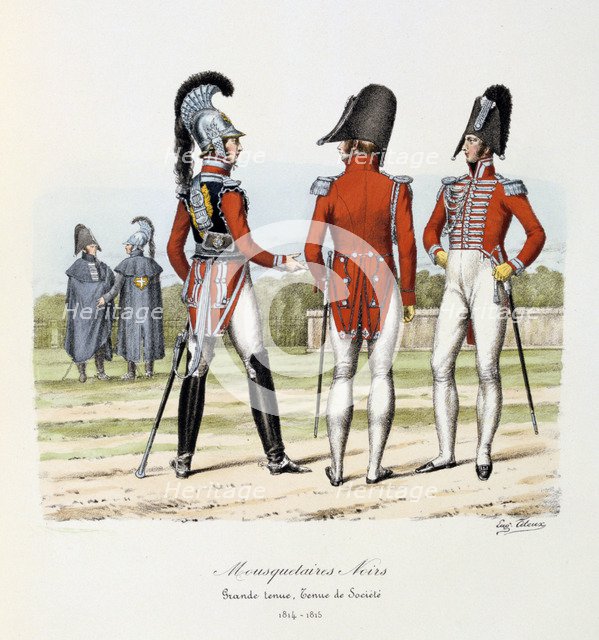 Mousquetaires Noirs, Grande Tenue and Tenue de Socièté, 1814-15 Artist: Eugene Titeux