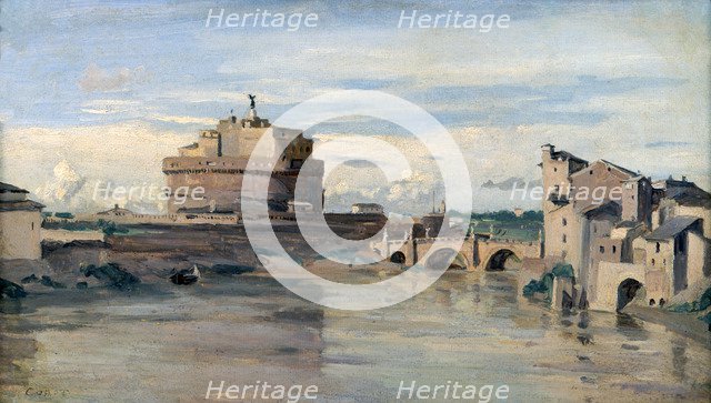 'Castel Sant' Angelo and the River Tiber, Rome', c1816-1875. Artist: Jean-Baptiste-Camille Corot    