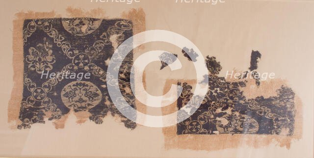 Silk Squares on Linen, Egyptian, 6th-9th century. Creator: Unknown.