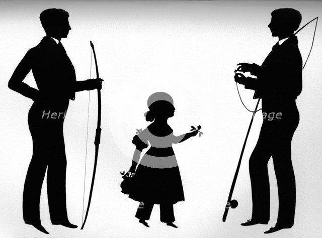 'Richard, Elizabeth Georgina, and Edward George Barrett', 1837. Artist: Auguste Amant Constant Fidele Edouart.