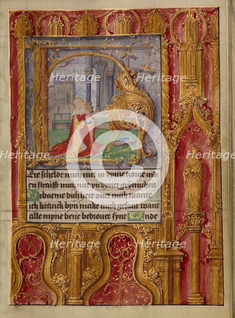 Initial H: David in Prayer; Book of Hours, about 1500. Creator: Workshop of Gerard Horenbout.