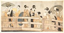 On top and beneath Ryogoku Bridge, c. 1800. Artist: Utamaro, Kitagawa (1753-1806)