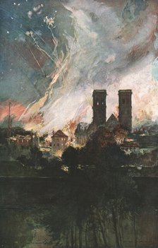 'Verdun; Bombardement de Verdun avec des obus incendiaires (nuit du 25 au 26 mars 1916)', 1916. Creator: Francois Flameng.