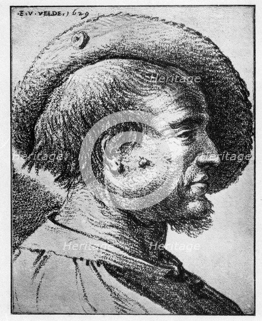 Study of a male head, 17th century.Artist: Esaias van de Velde