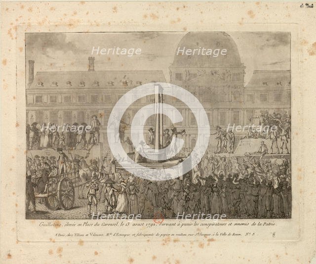 Guillotine élevée en place du Carrousel, le 13 août 1792 … Creator: Anonymous.