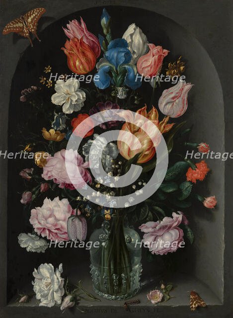 Flowers in a Glass Flask, 1612. Creator: Jacques de Gheyn II.