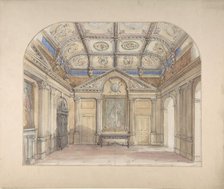 Interior with coffered ceiling and Corinthian order applied to walls, 19th century. Creator: John Gregory Crace.