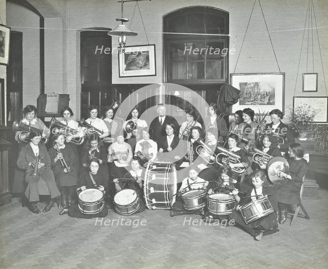 Women's brass band, Cosway Street Evening Institute for Women, London, 1914.  Artist: Unknown.