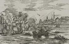 Assault on Cadiz, 1797, (1851). Creator: Unknown.