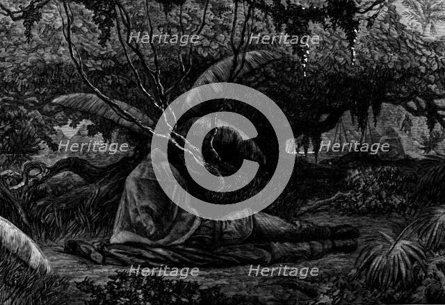 The War on the Gold Coast: a mosquito curtain for the soldier's rest, 1873. Creator: Unknown.