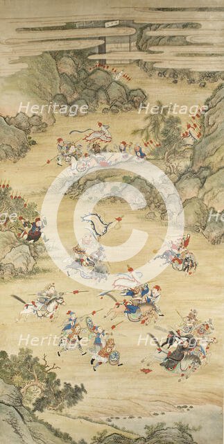 Fight scene from the Three Kingdoms novel. Creator: Unknown.