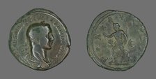 Sestertius (Coin) Portraying Emperor Severus Alexander, 222-235. Creator: Unknown.