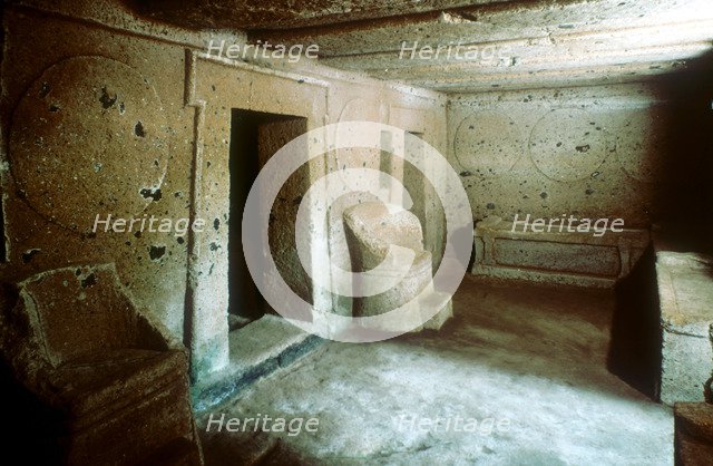 Entrance to a tomb in an Etruscan necropolis, Cerveteri (Caere) Italy, c7th-6th century BC. Artist: Unknown
