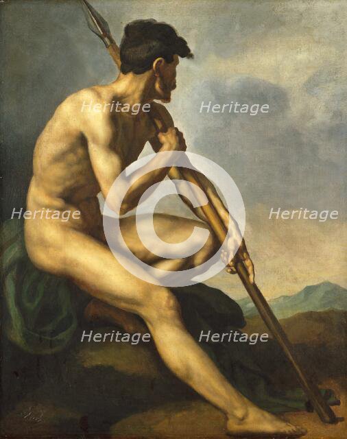 Nude Warrior with a Spear, c. 1816. Creator: Theodore Gericault.
