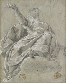 Seated female figure on a cloud, gazing upwards, 1600-1675. Artist: Unknown.